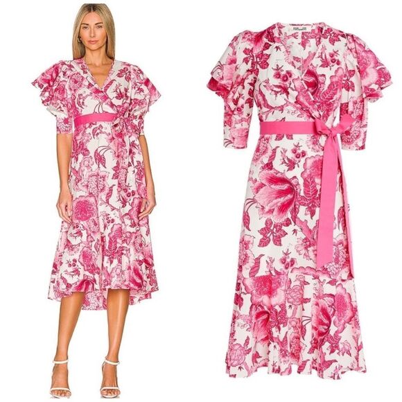 NEW Diane Von Furstenberg DvF Annabeth Dress Willow Floral Ivory Pink White 4 - Picture 1 of 13